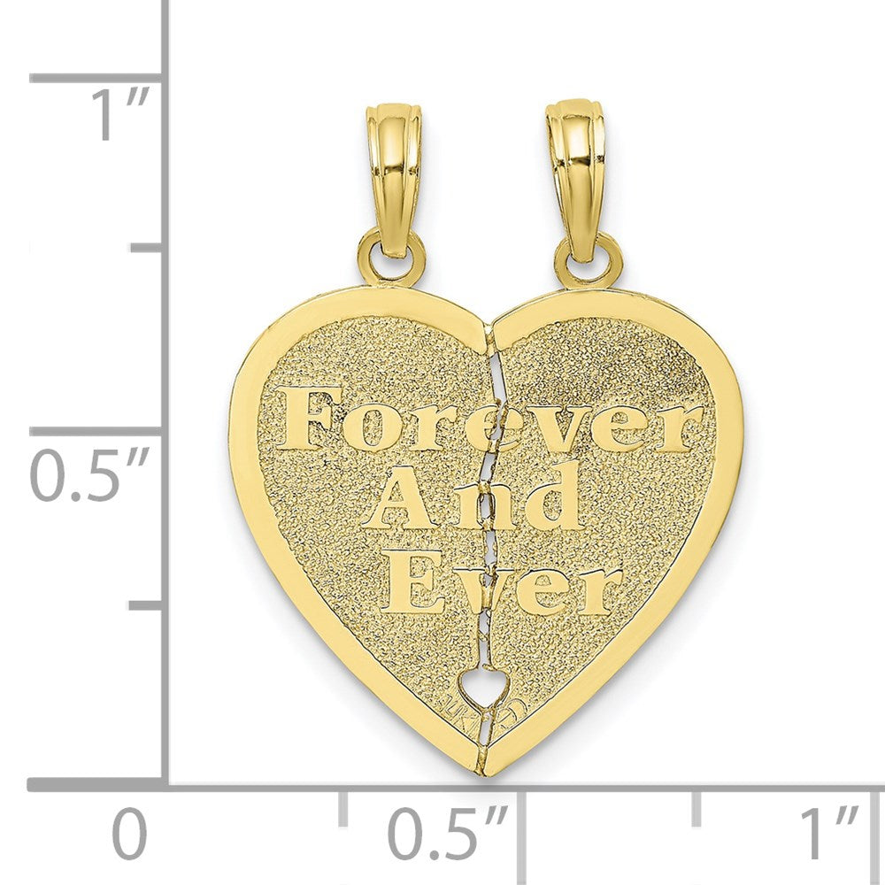 10K Gold Forever And Ever / ...Always Together Reversible 2-Piece Break-Apart Heart Charm