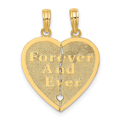 10K Gold Forever And Ever / ...Always Together Reversible 2-Piece Break-Apart Heart Charm