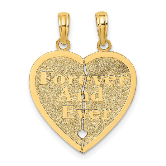 FOREVER AND EVER / ...ALWAYS TOGETHER Reversible 2-Piece Break-Apart Heart Charm - WBC