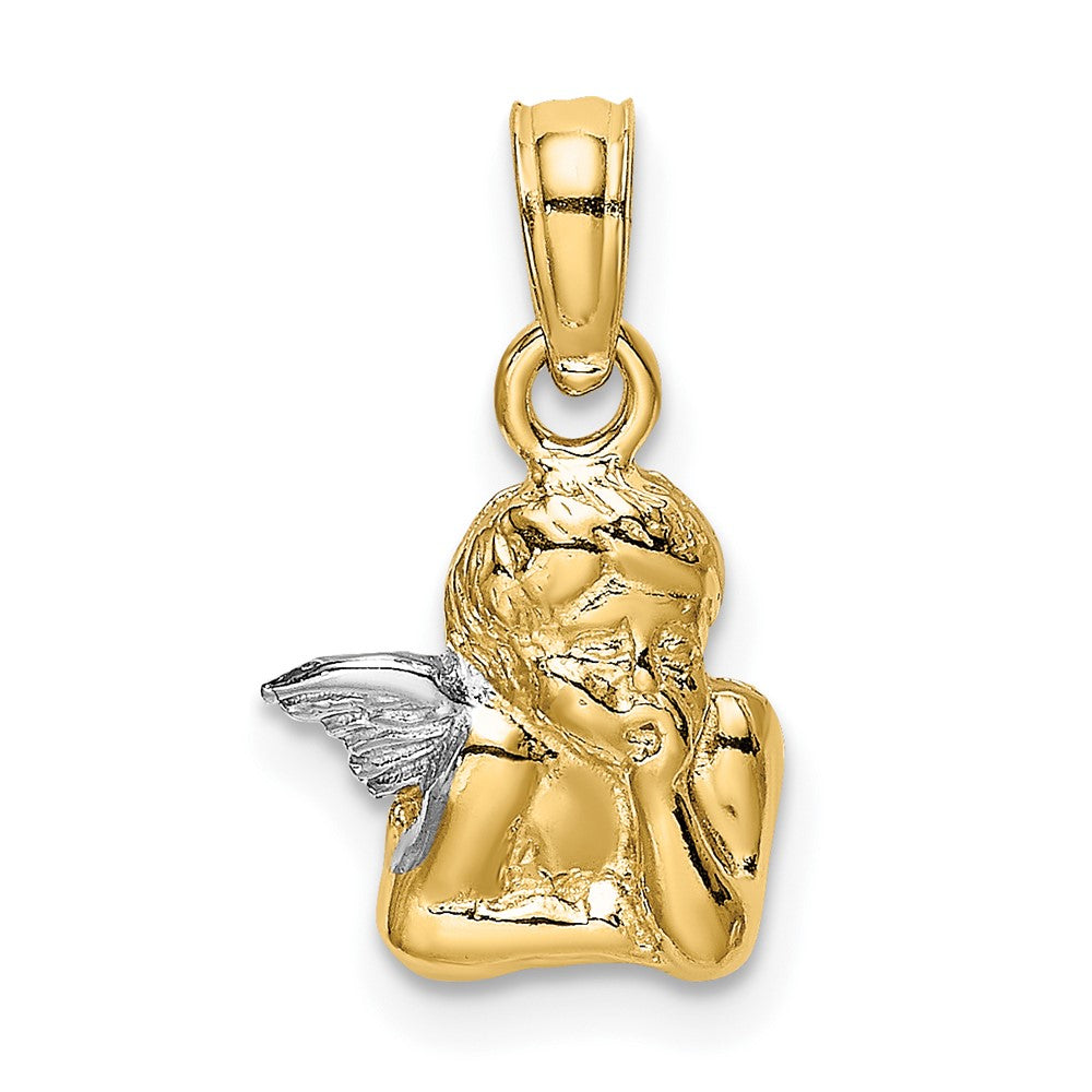 and Rhodium Angel Resting On Elbow Charm - WBC