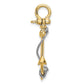 Two-tone Large 3-D Anchor with Long T-Bar and Rope with Shackle Bail Pendant - WBC