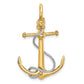 Two-tone Large 3-D Anchor with Long T-Bar and Rope with Shackle Bail Pendant - WBC
