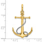 Two-tone Large 3-D Anchor with Long T-Bar and Rope with Shackle Bail Pendant - WBC