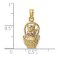 Two-Tone Cat with Bow In Basket Charm - WBC