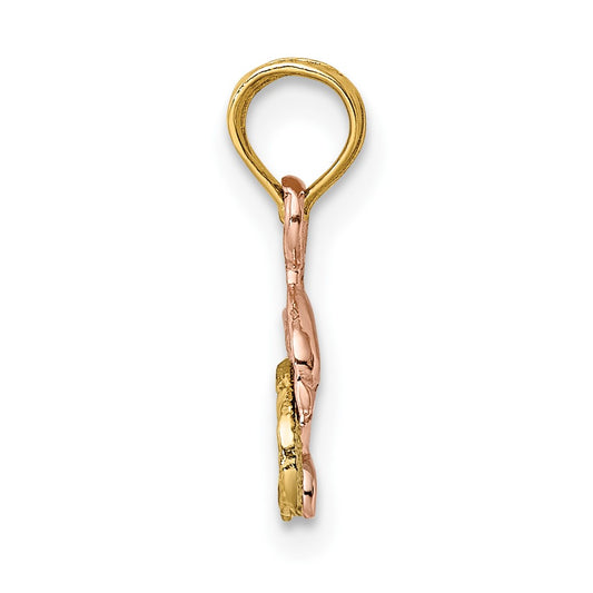 Two-Tone with Rhodium Mini Dolphin and Wave Charm - WBC