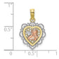 Two-tone and Rhodium Small Angel In Scalloped Heart Charm - WBC