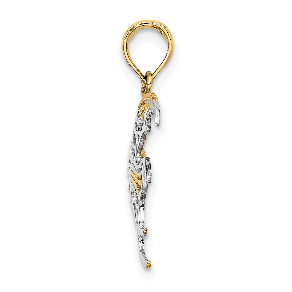 and Rhodium Cut-Out Angelfish Charm - WBC