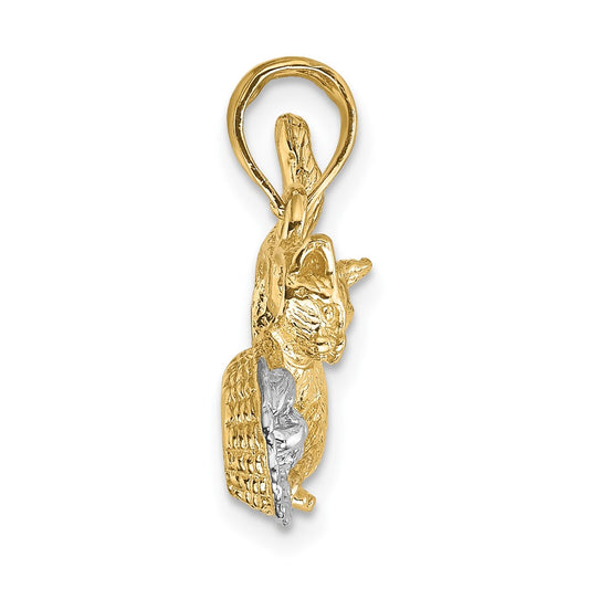 and Rhodium Cat Playing with Yarn In Basket Charm - WBC