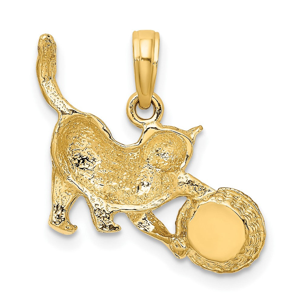 and Rhodium Cat Playing with Yarn In Basket Charm - WBC
