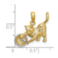 and Rhodium Cat Playing with Yarn In Basket Charm - WBC