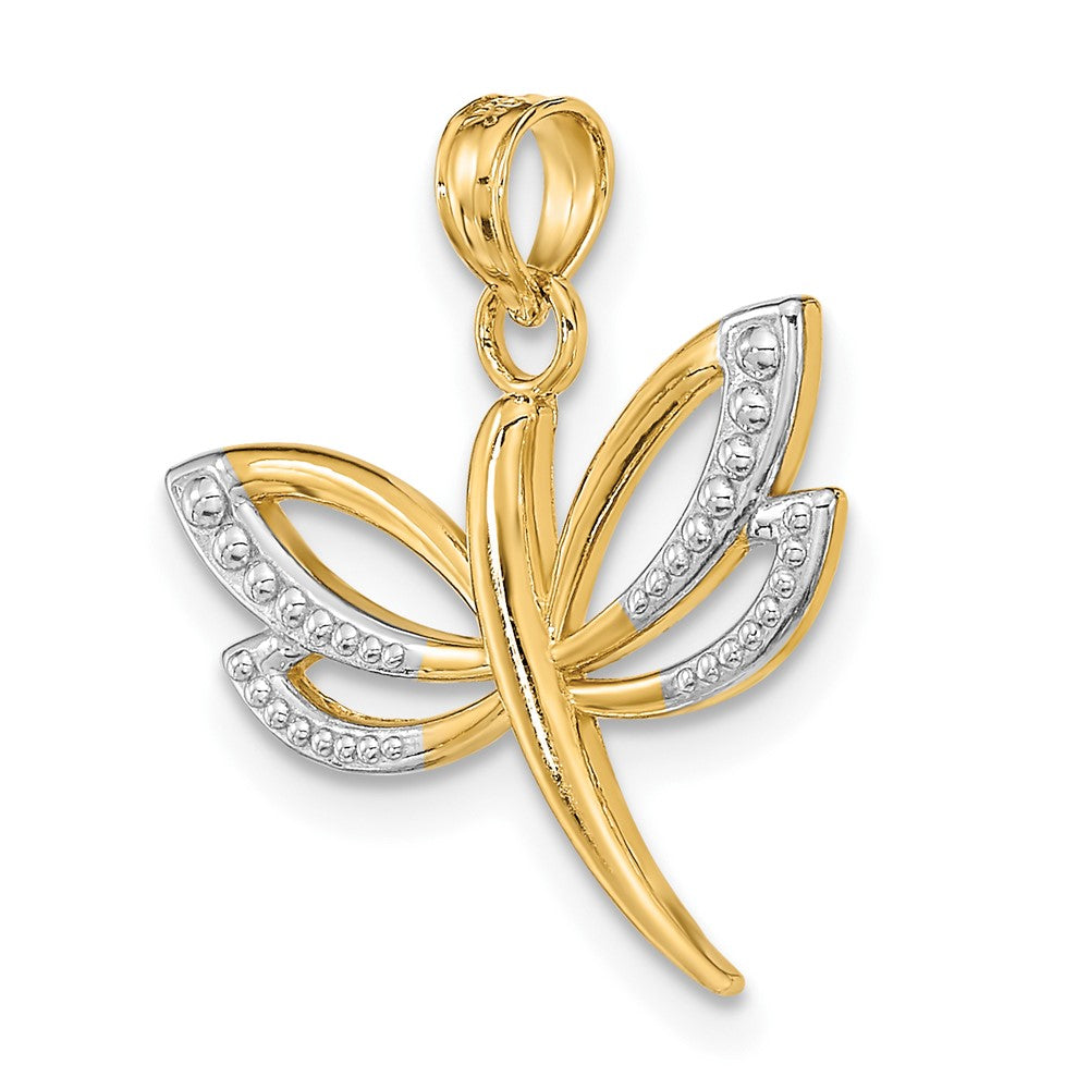 and Rhodium Textured Dragonfly Charm - WBC