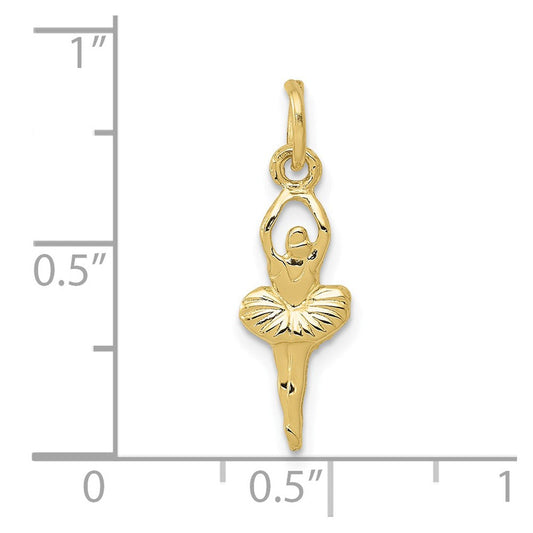 10K Gold Polished Ballerina Charm, 6mm
