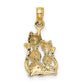 and Rhodium Polished Cat and Kitten Charm - WBC