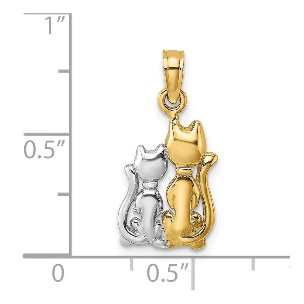 and Rhodium Polished Cat and Kitten Charm - WBC