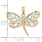 Tri-Color Dragonfly with Beaded Diamond-cut Wings Charm - WBC