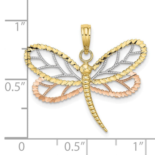 Tri-Color Dragonfly with Beaded Diamond-cut Wings Charm - WBC