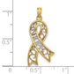 and Rhodium HOPE Filigree Awareness Ribbon Charm - WBC