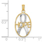 and Rhodium HOPE Awareness Ribbon in Oval Pendant - WBC