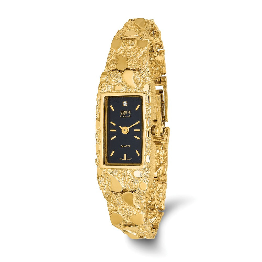 Black Dial Rectangular Face Nugget Watch - WBC