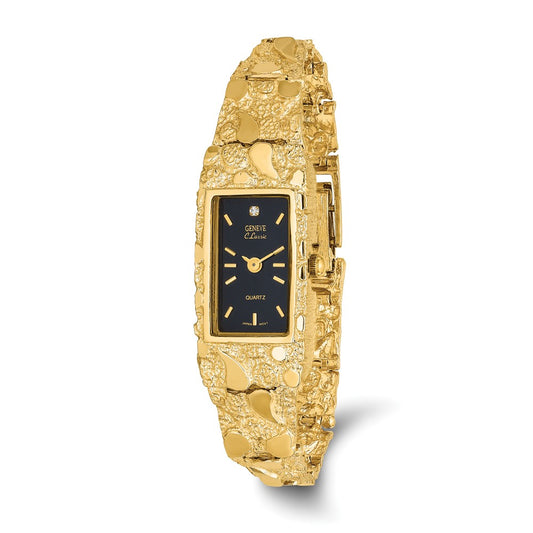 Black Dial Rectangular Face Nugget Watch - WBC