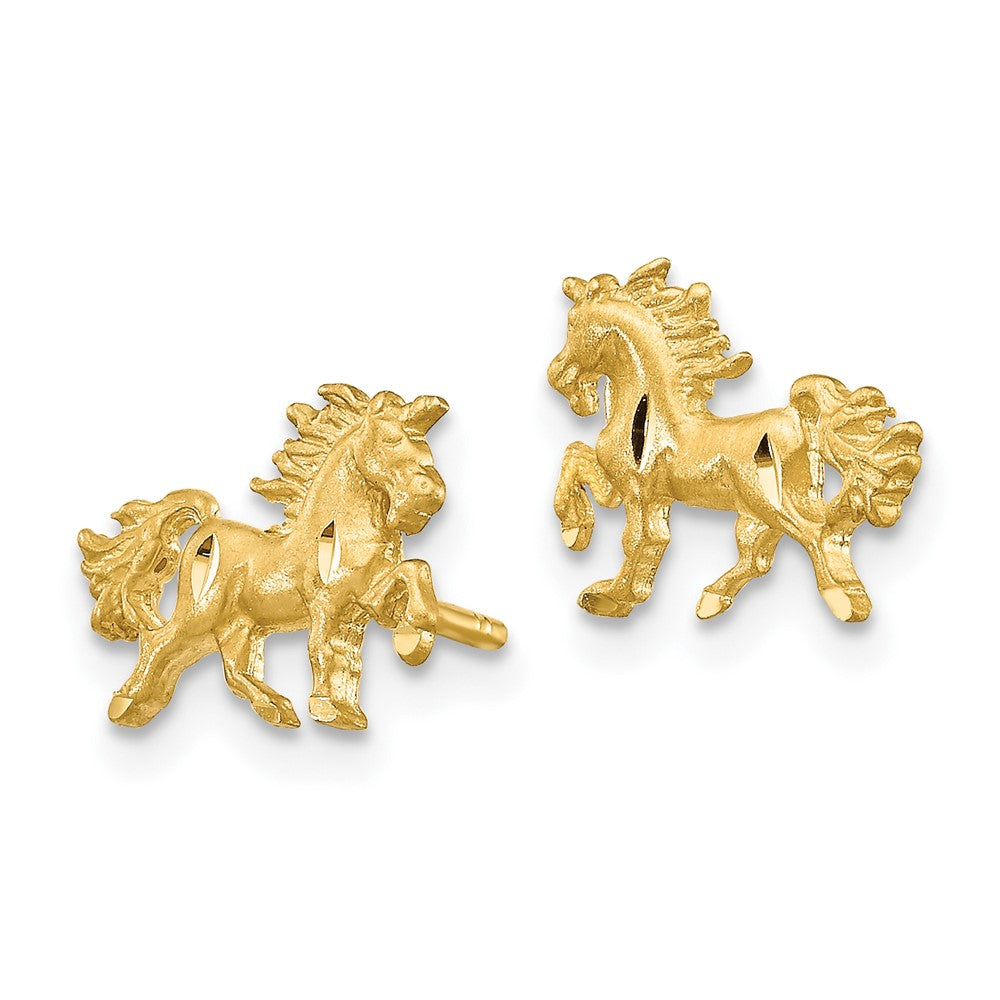 Satin Diamond-cut Unicorn Post Earrings - WBC