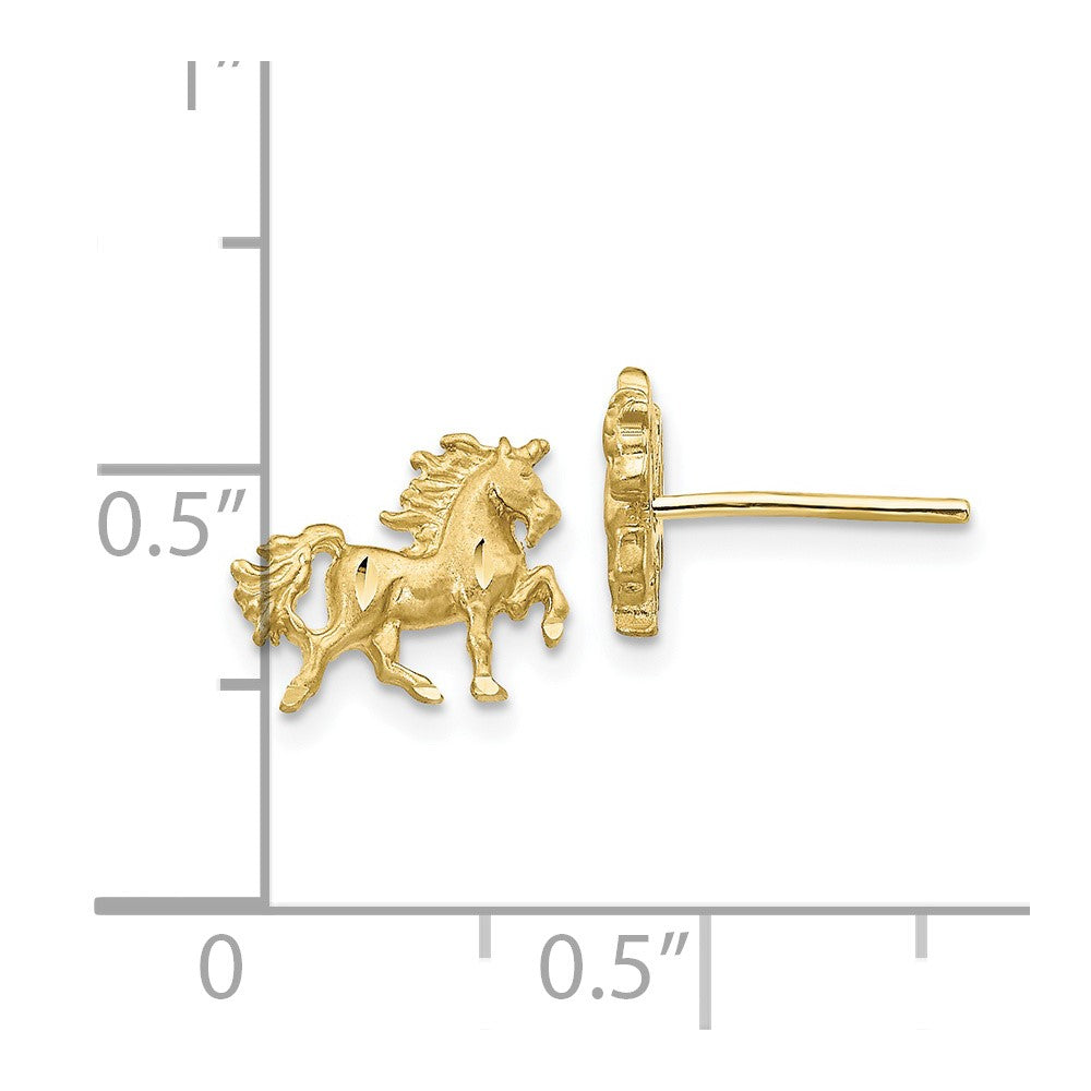 Satin Diamond-cut Unicorn Post Earrings - WBC