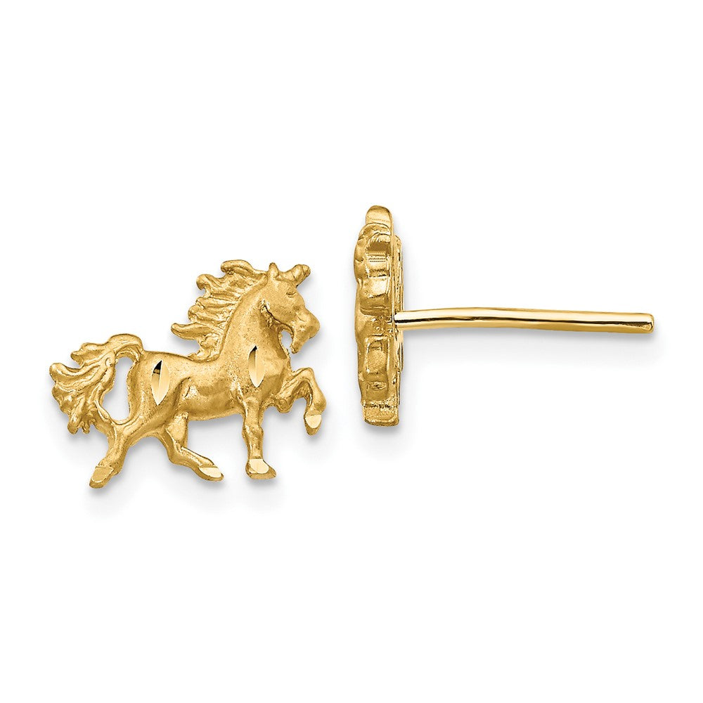 Satin Diamond-cut Unicorn Post Earrings - WBC