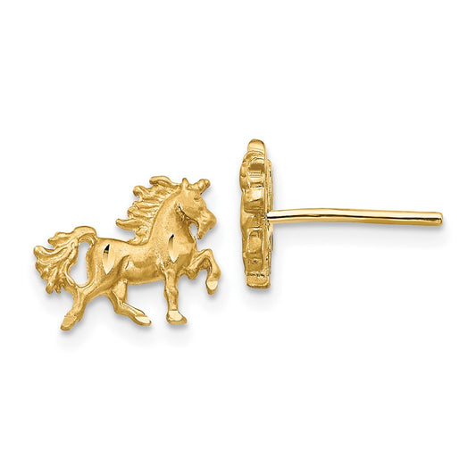 Satin Diamond-cut Unicorn Post Earrings - WBC