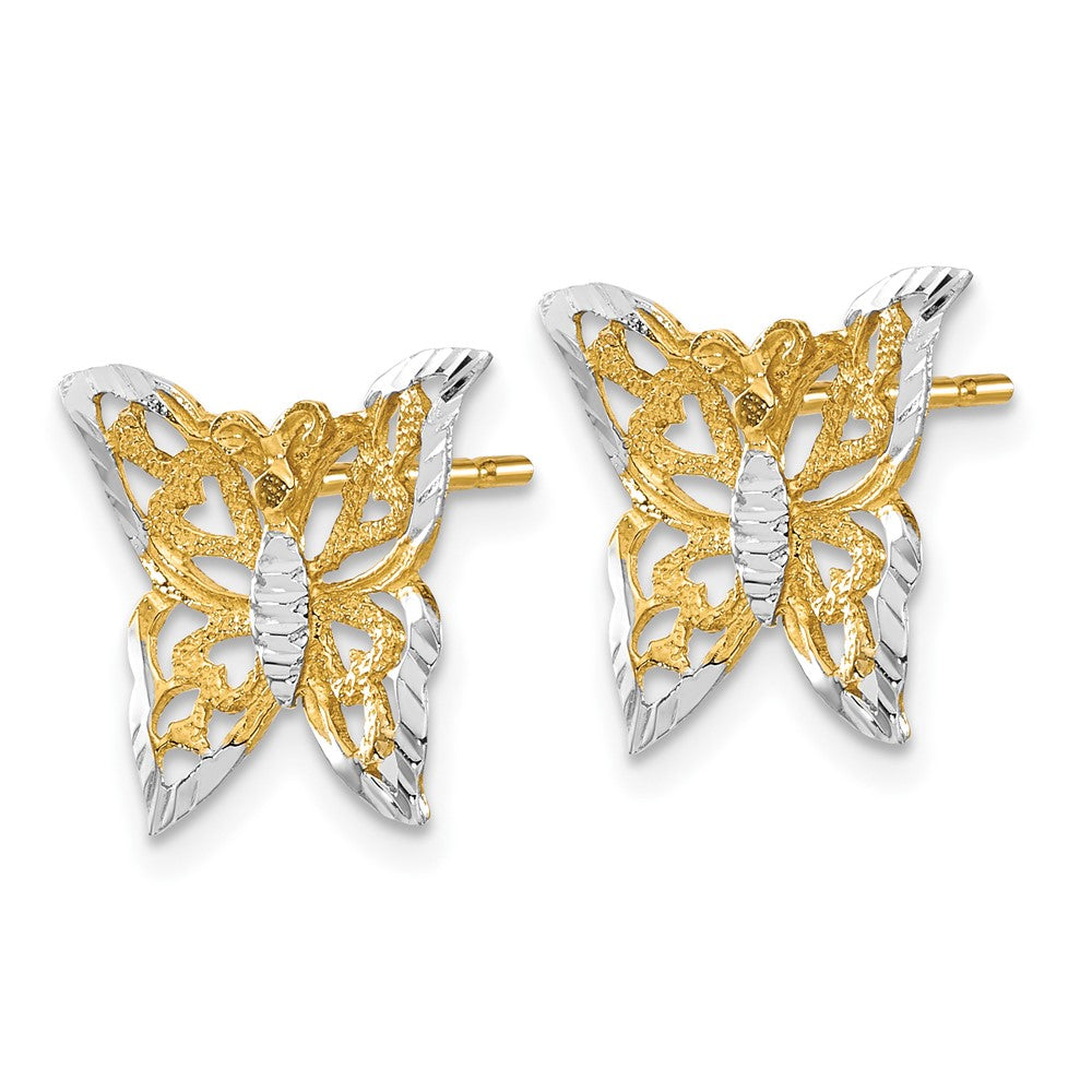 and Rhodium Butterfly Post Earrings - WBC