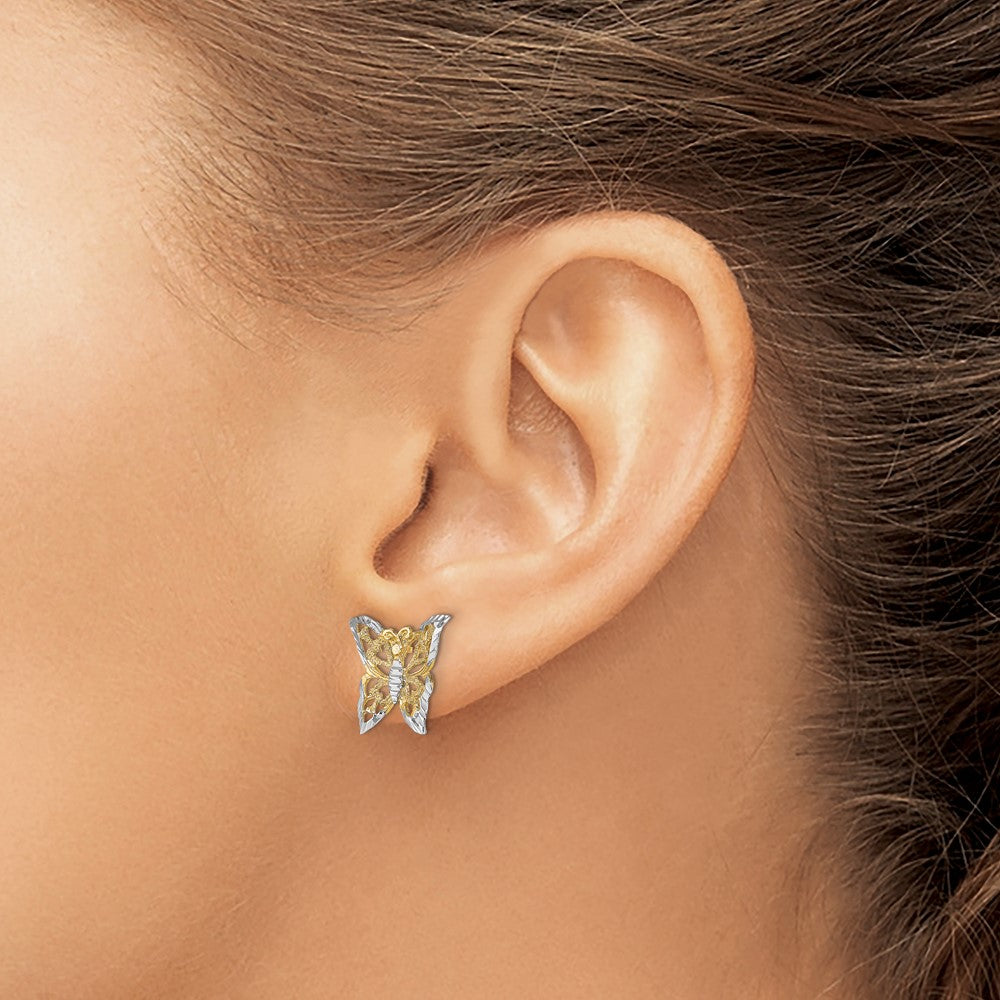 and Rhodium Butterfly Post Earrings - WBC