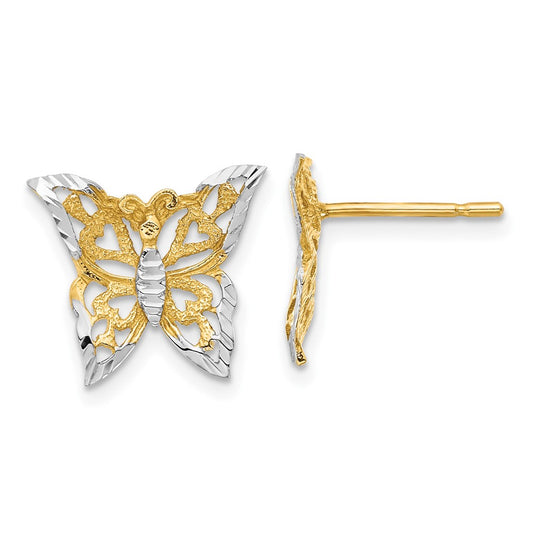 and Rhodium Butterfly Post Earrings - WBC
