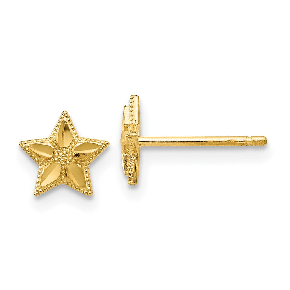 Polished and Diamond-cut Star Post Earrings - WBC