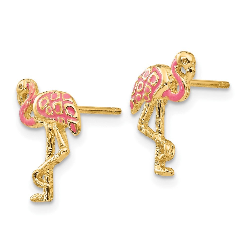 Pink Enameled Flamingo Post Earrings - WBC
