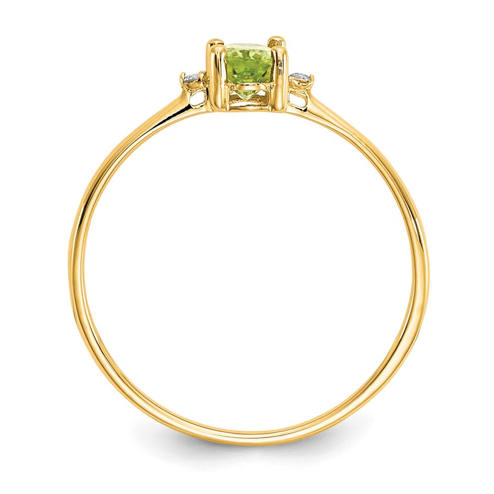 Polished Oval Genuine August/ Peridot and Diamond Birthstone Ring - WBC