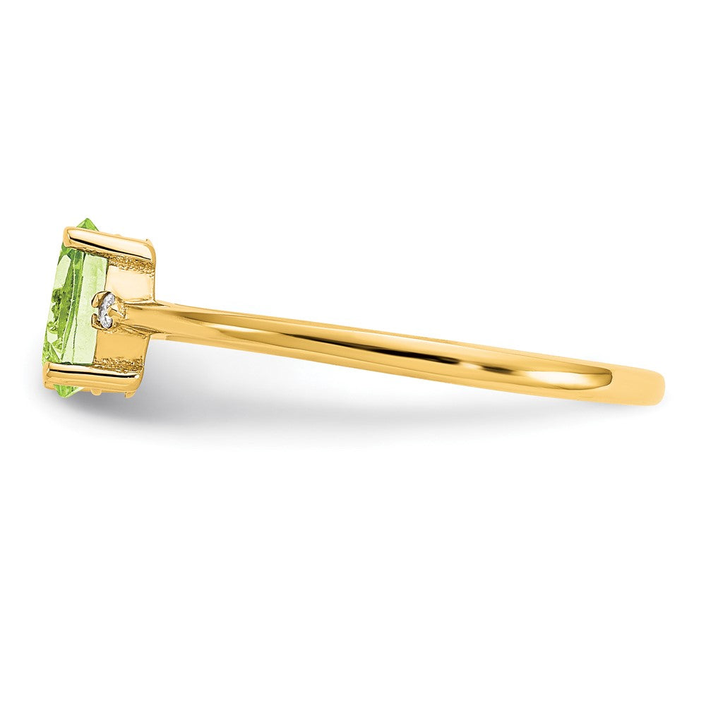 Polished Oval Genuine August/ Peridot and Diamond Birthstone Ring - WBC