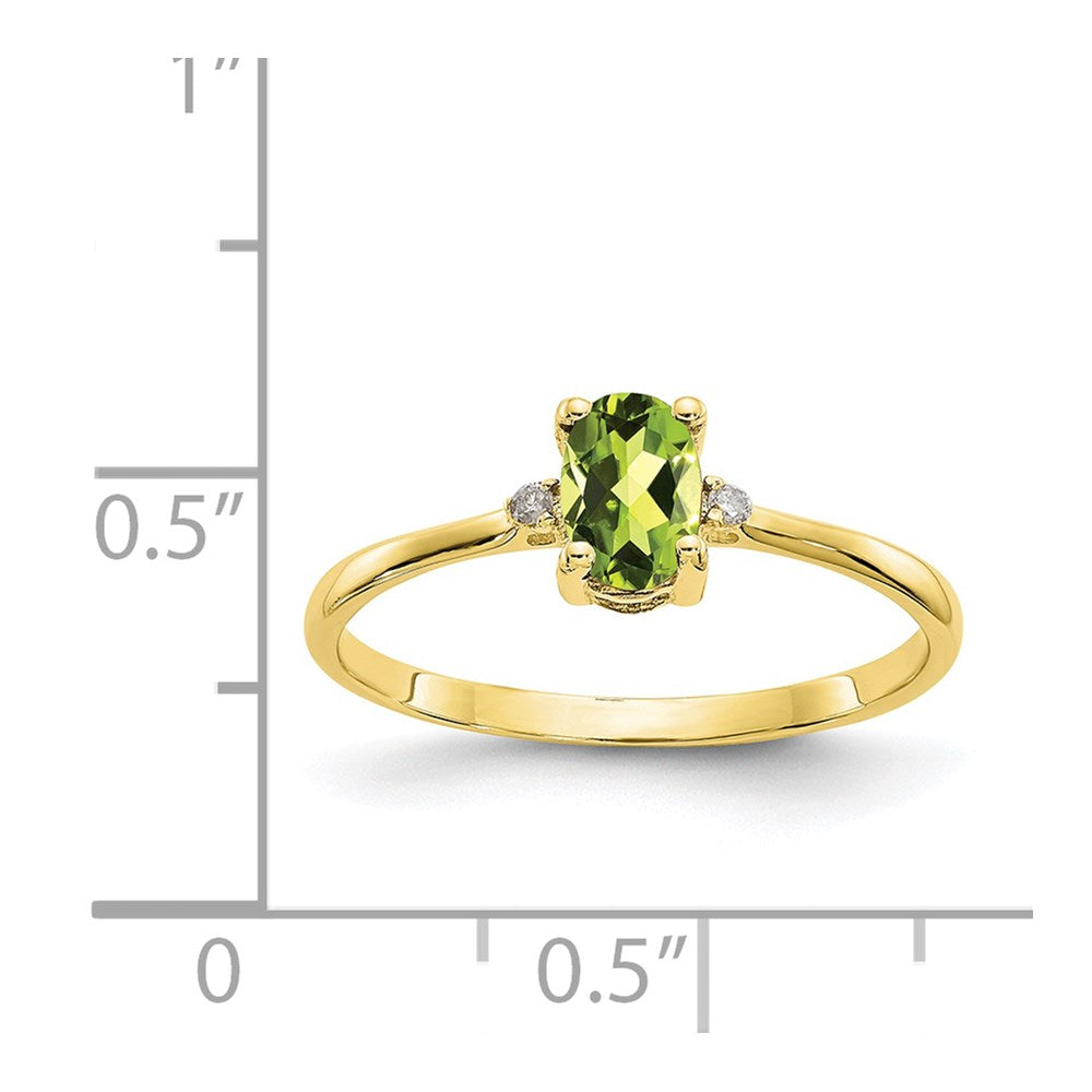 Polished Oval Genuine August/ Peridot and Diamond Birthstone Ring - WBC