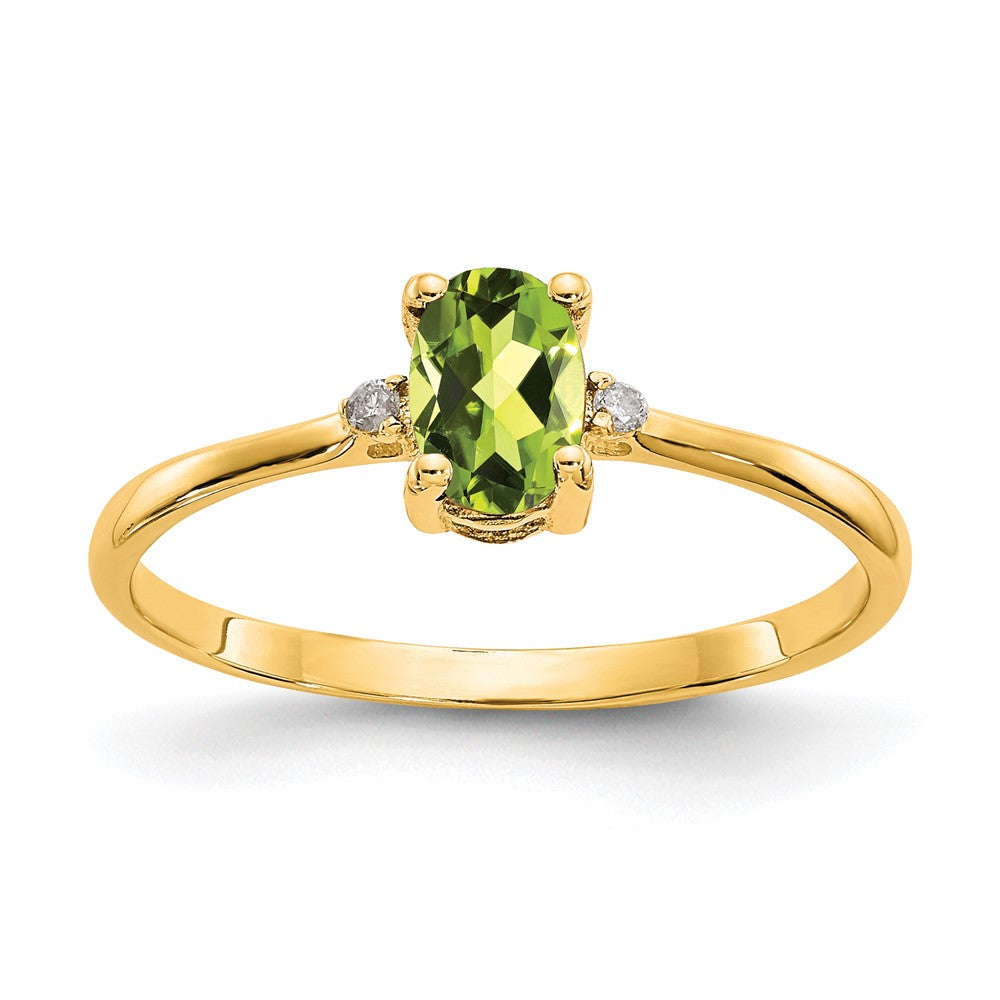 Polished Oval Genuine August/ Peridot and Diamond Birthstone Ring - WBC