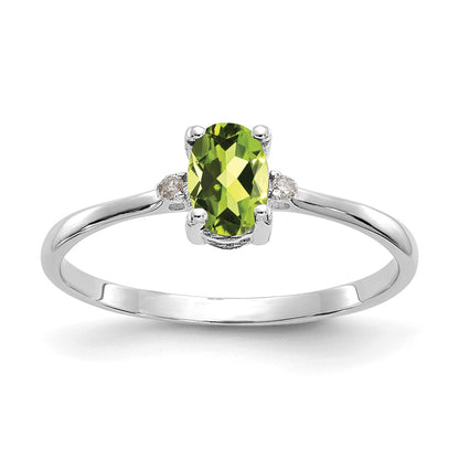 Polished Oval Genuine August/ Peridot and Diamond Birthstone Ring - WBC