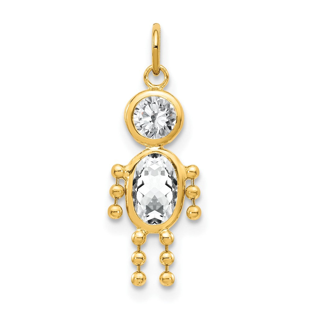 April Boy Clear Imitation Birthstone Charm - WBC