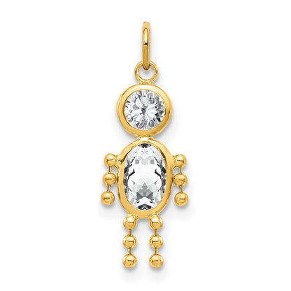 April Boy Clear Imitation Birthstone Charm - WBC