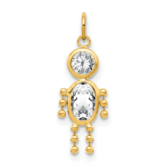 April Boy Clear Imitation Birthstone Charm - WBC