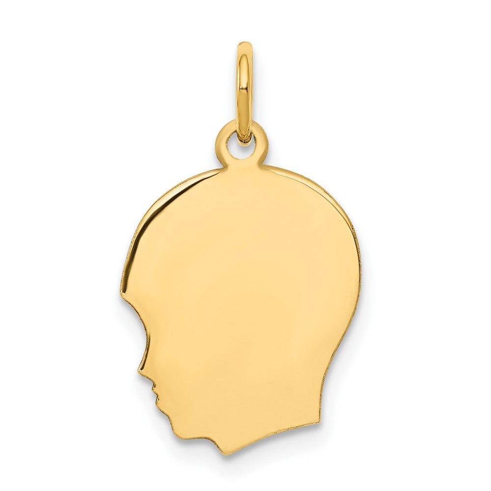 Plain Medium .013 Gauge Facing Right Engravable Boy Head Charm - WBC