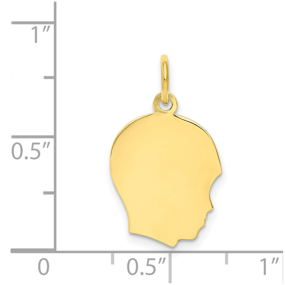 Plain Medium .013 Gauge Facing Right Engravable Boy Head Charm - WBC