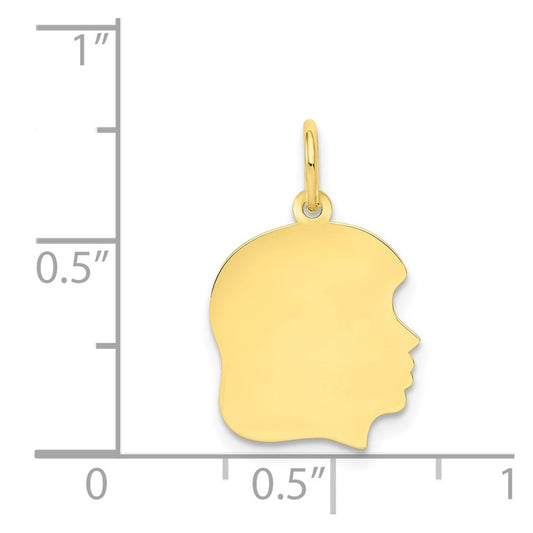 Plain Medium .013 Gauge Facing Right Engravable Girl Head Charm - WBC