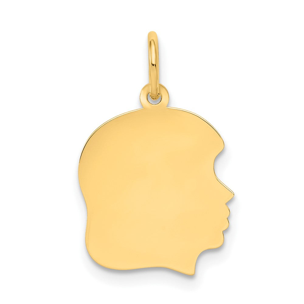 Plain Medium .018 Gauge Facing Right Engravable Girl Head Charm - WBC
