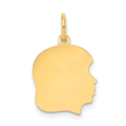 Plain Medium .018 Gauge Facing Right Engravable Girl Head Charm - WBC