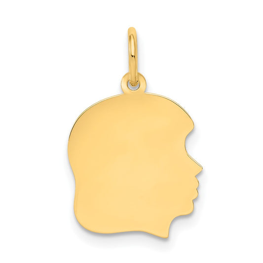 Plain Medium .018 Gauge Facing Right Engravable Girl Head Charm - WBC