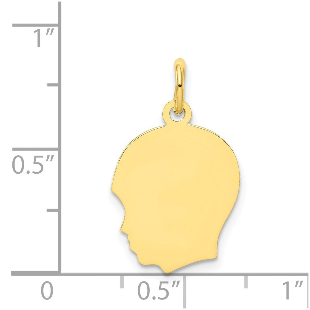 Plain Medium .013 Gauge Facing Left Engravable Boy Head Charm - WBC