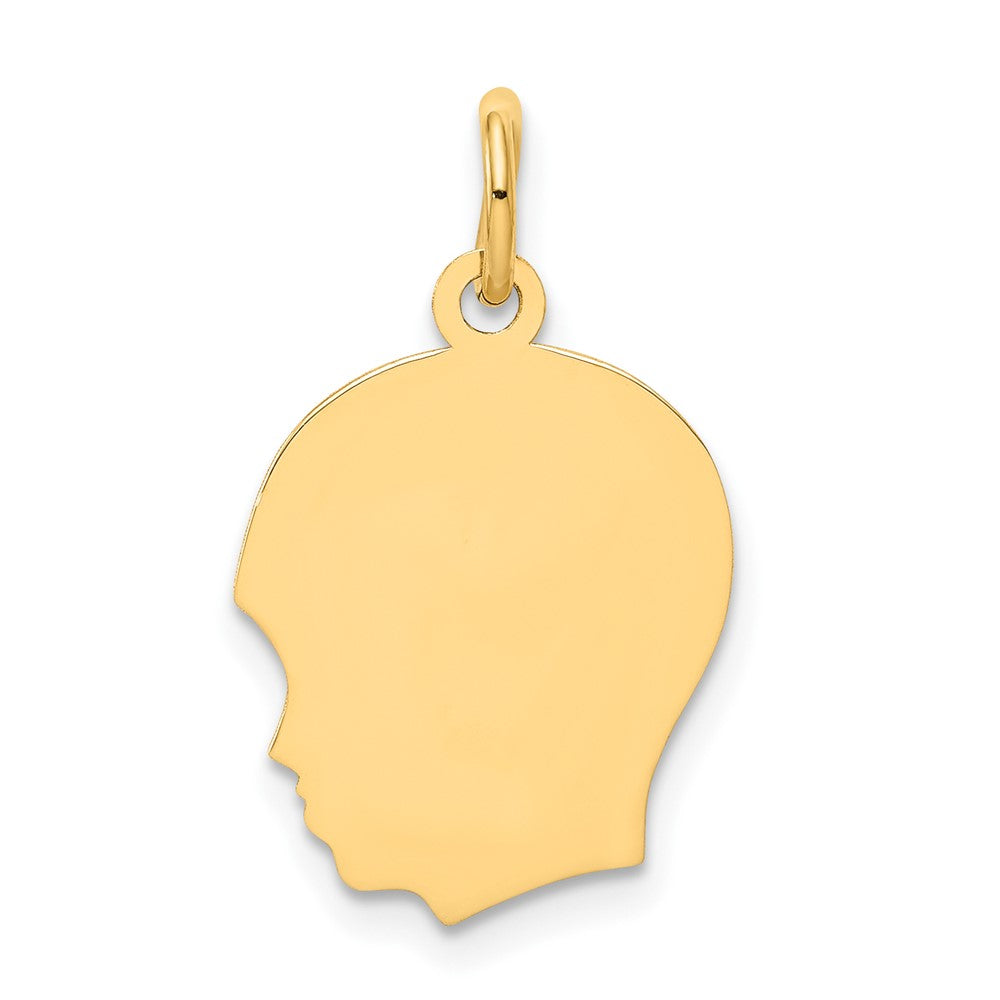 Plain Medium .013 Gauge Facing Left Engravable Boy Head Charm - WBC
