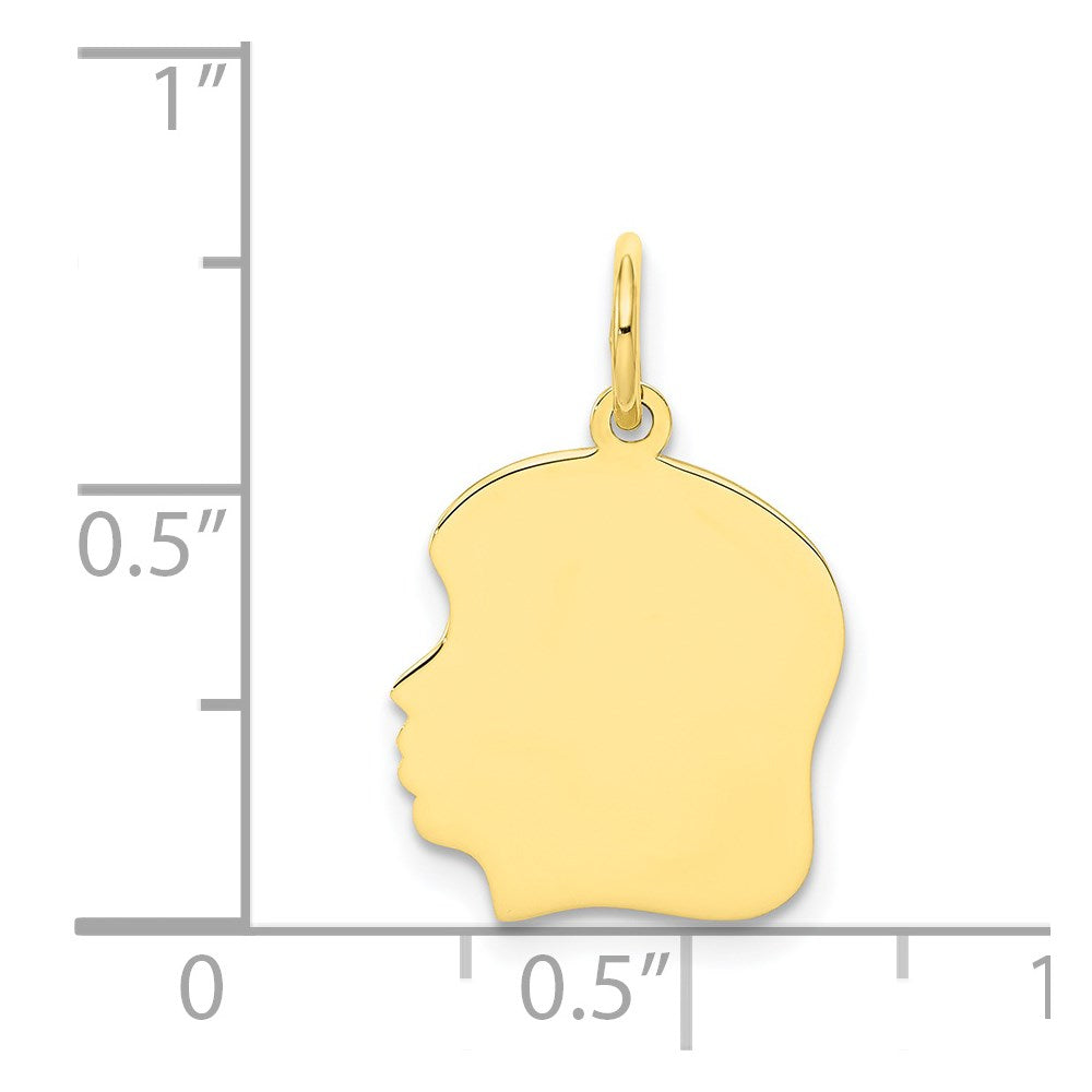 Plain Medium .013 Gauge Facing Left Engravable Girl Head Charm - WBC